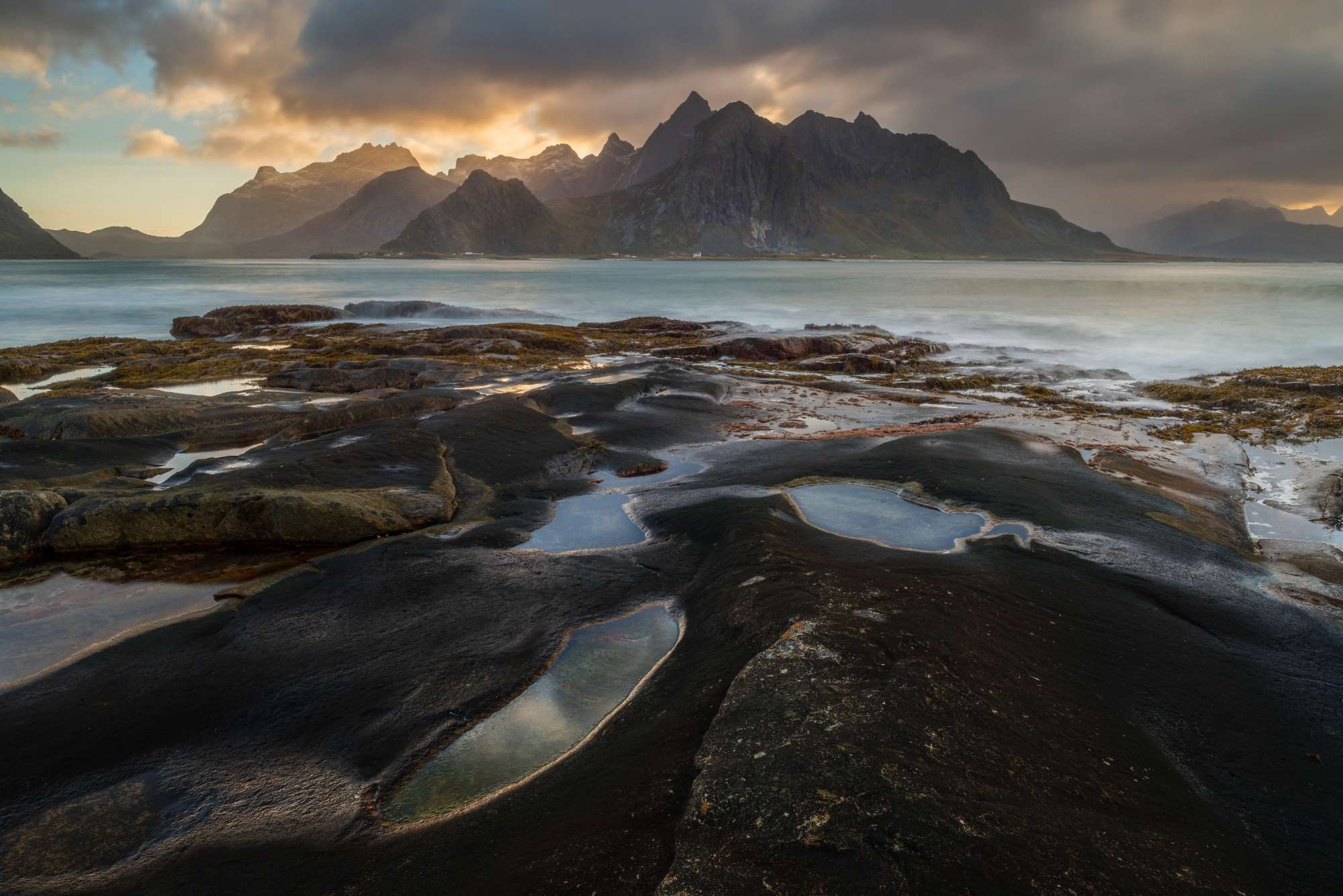 Sunset Flakstad Mountains by Paul Gallagher aspect2i