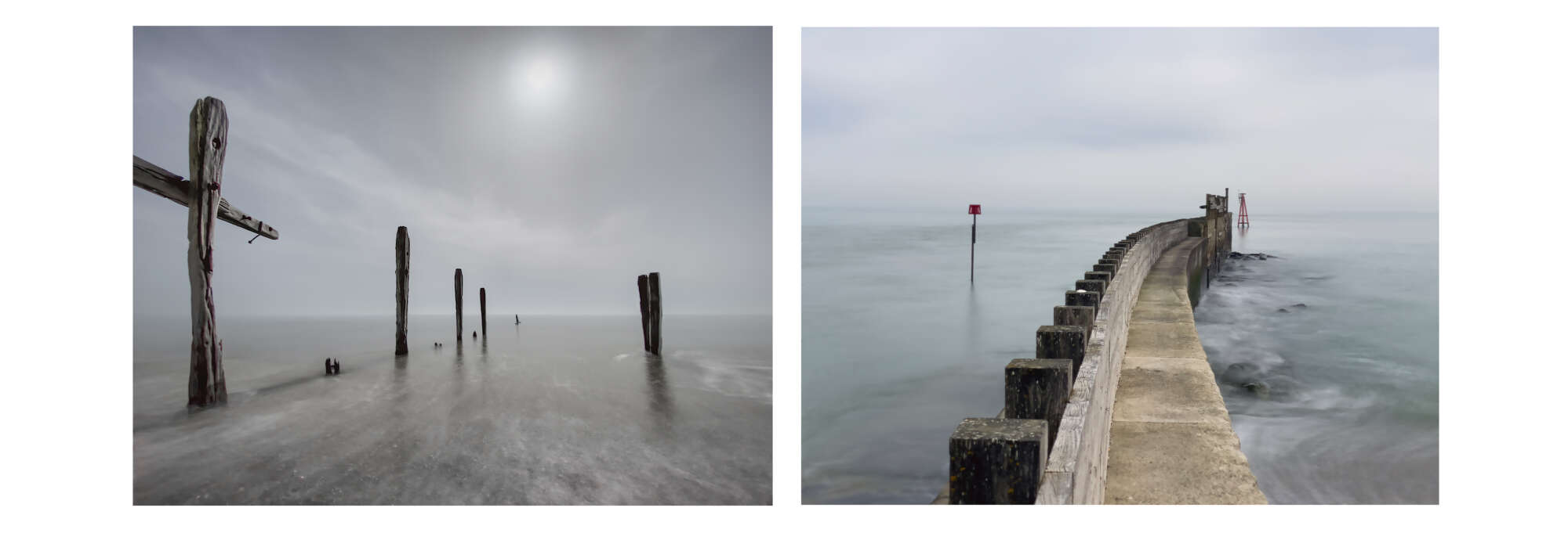 Groynes and harbour wall Rye East Sussex Michael Pilkington aspect2i