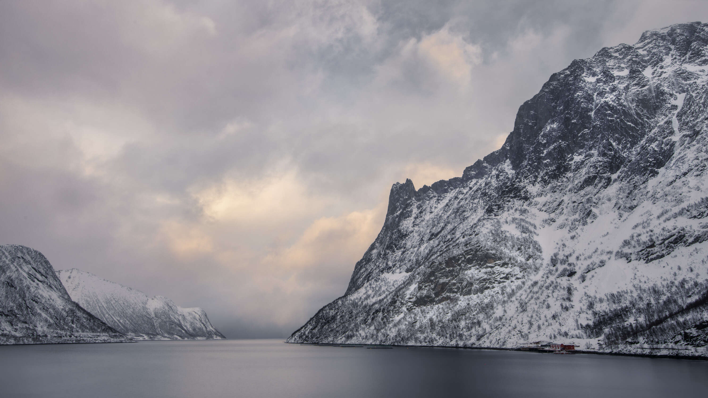 Snowclouds and Fjord Senja by Michael Pilkington aspect2i